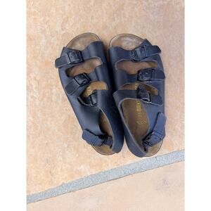 Birkenstock Athens Gladiator Sandals Black Leather Size 35 Pre-owned Unisex